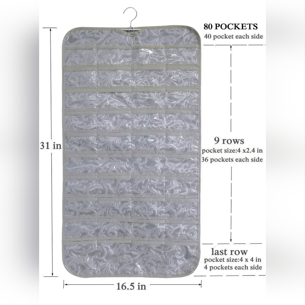 Hanging Jewelry Organizer, Accessories Organizer, 80 Pocket Organizer
